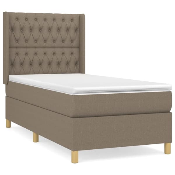 Ramsäng med madrass taupe 100x200 cm tyg