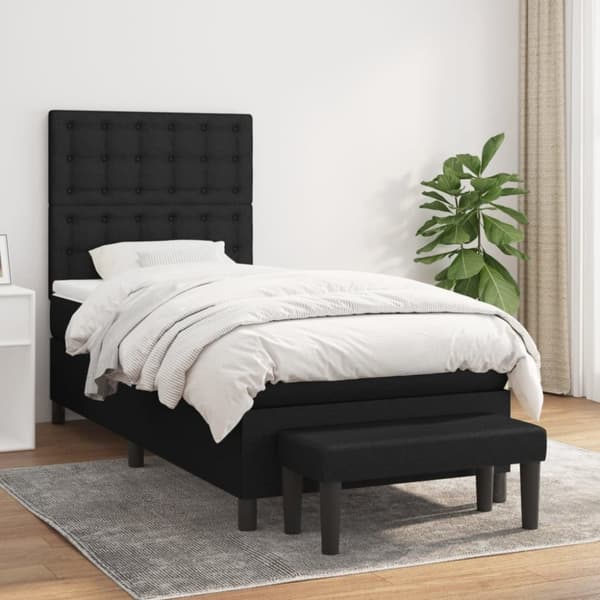 Ramsäng med madrass svart 100x200 cm tyg