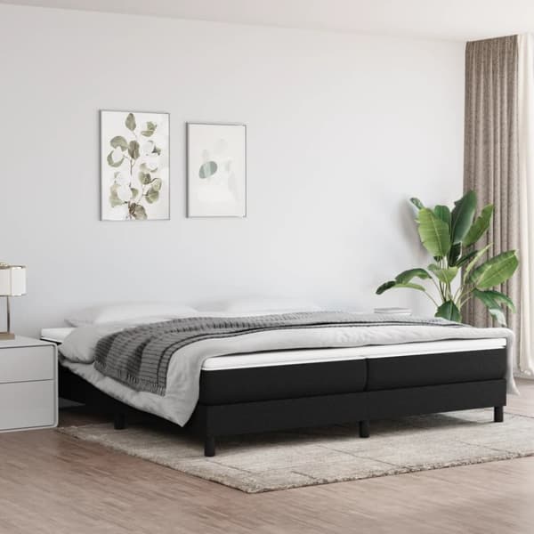 Ramsäng med madrass svart 200x200 cm tyg