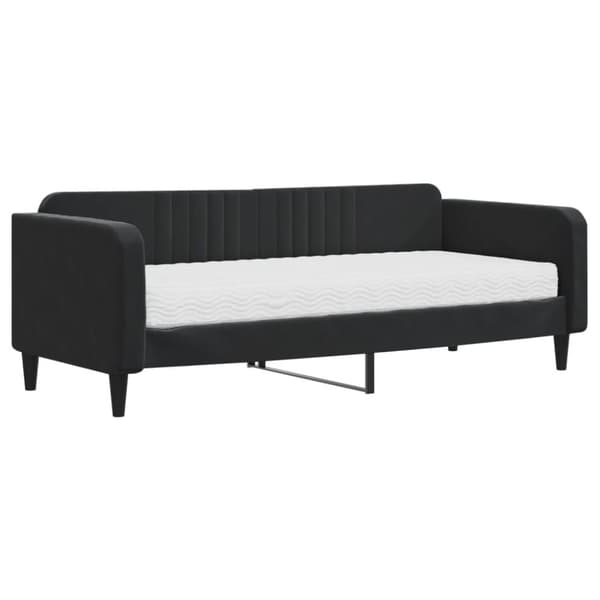 Dagbädd med madrass svart 90x200 cm sammet