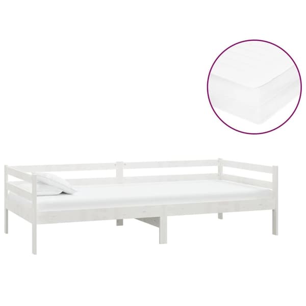 Dagbädd med madrass 90x200 cm vit massiv furu