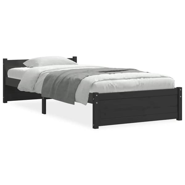 Sängram svart massiv furu 75x190 cm