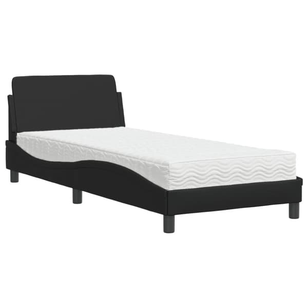 Säng med madrass svart 90x190 cm konstläder