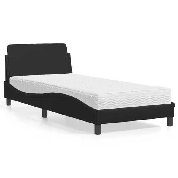 Säng med madrass svart 90x190 cm konstläder