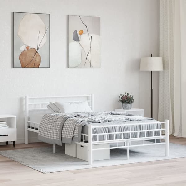 Sängram utan madrass vit metall 140x200 cm