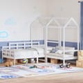 Miniatyrbild 1 av 2: Dagbädd med bänk och tak vit 90x190 cm massiv furu
