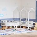 Miniatyrbild 1 av 2: Dagbädd med bänk och tak vit 90x190 cm massiv furu