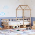Miniatyrbild 1 av 2: Dagbädd med tak 90x190 cm massiv furu