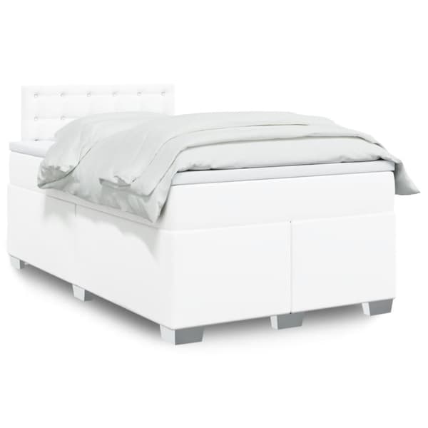 Ramsäng med madrass vit 120x200 cm konstläder
