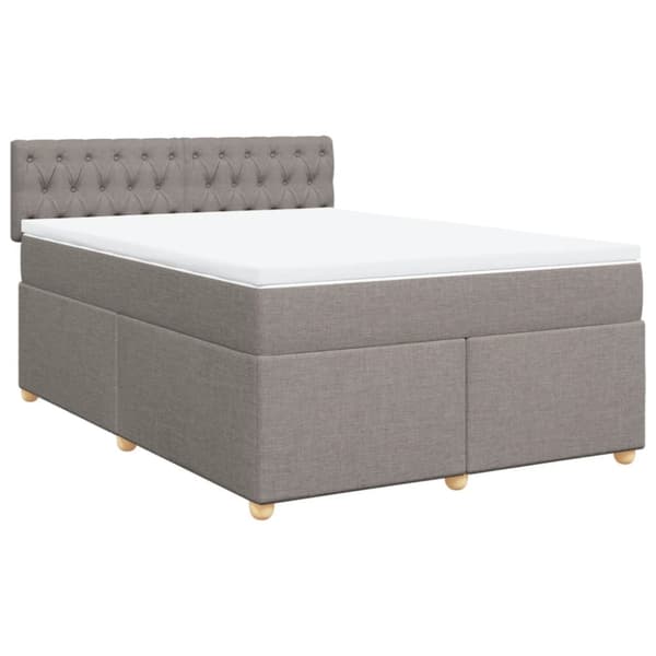 Ramsäng med madrass taupe 140x200 cm tyg
