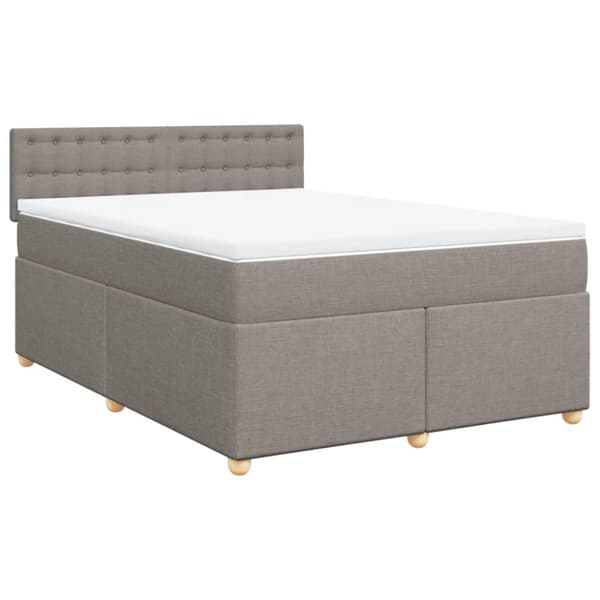 Ramsäng med madrass taupe 160x200 cm tyg