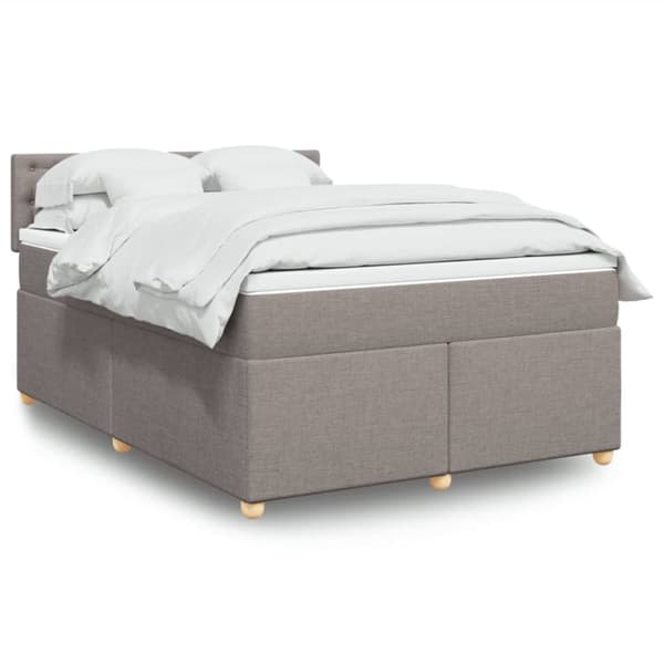 Ramsäng med madrass taupe 160x200 cm tyg