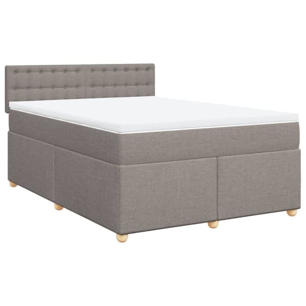 Ramsäng med madrass taupe 140x190 cm tyg