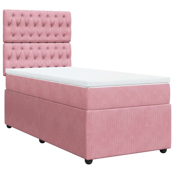 Ramsäng med madrass rosa 90x200 cm sammet