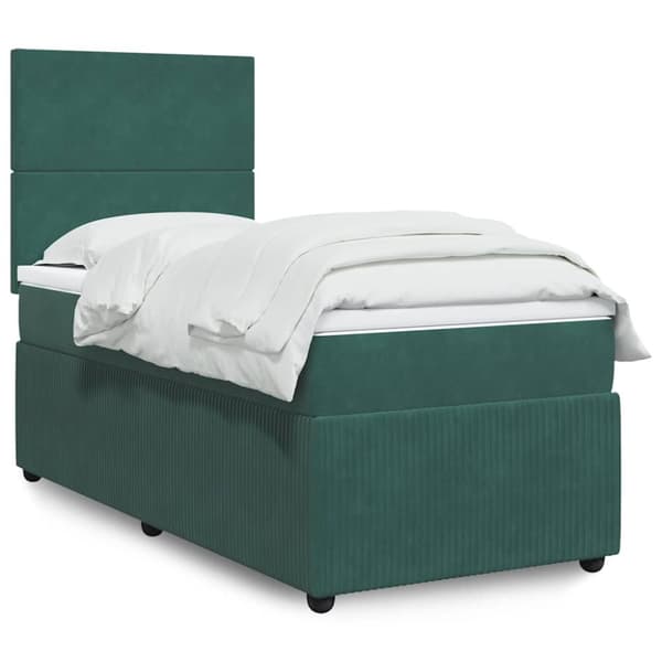 Ramsäng med madrass mörkgrön 90x200 cm sammet