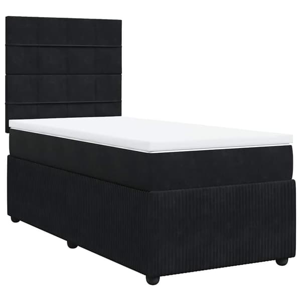 Ramsäng med madrass svart 90x190 cm sammet