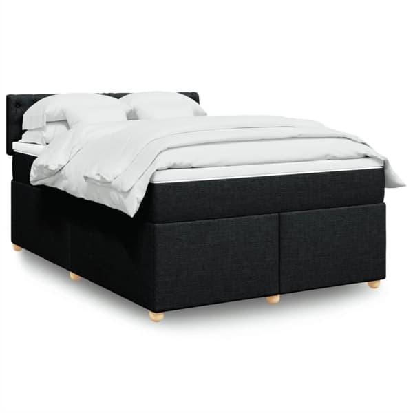 Ramsäng med madrass svart 140x190 cm tyg