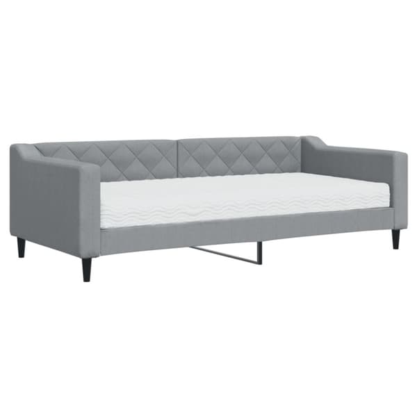 Dagbädd med madrass ljusgrå 90x200 cm tyg