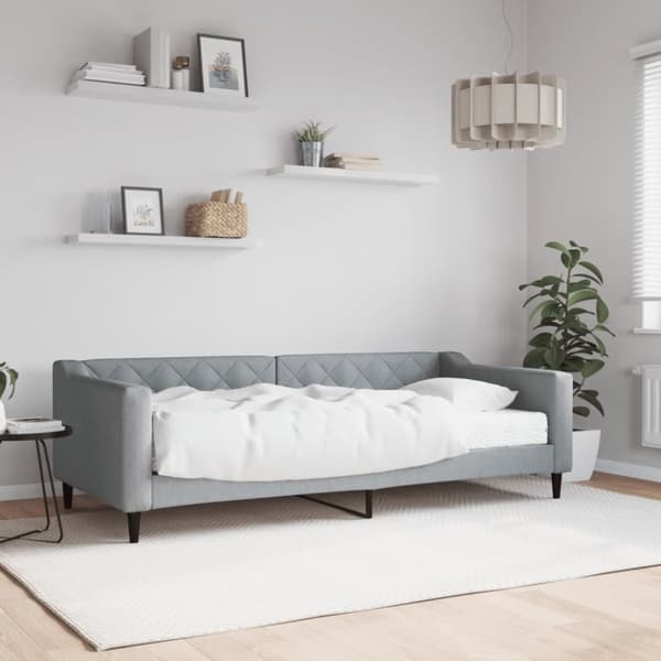Dagbädd med madrass ljusgrå 90x200 cm tyg