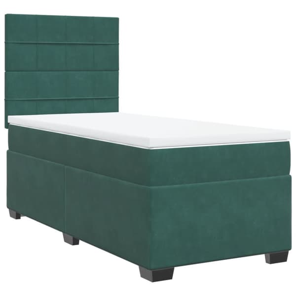 Ramsäng med madrass mörkgrön 90x190 cm sammet