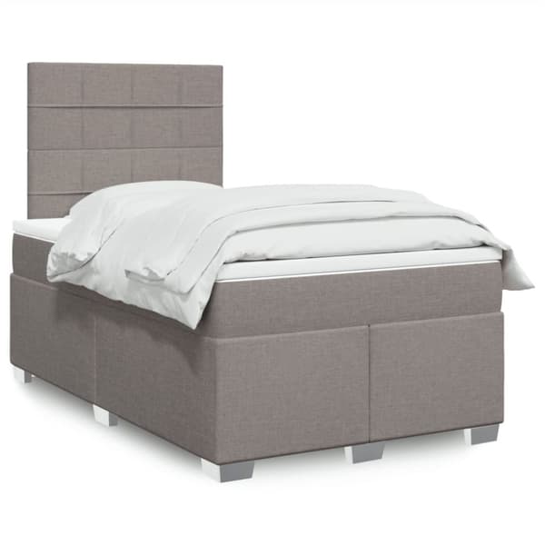 Ramsäng med madrass taupe 120x190 cm tyg
