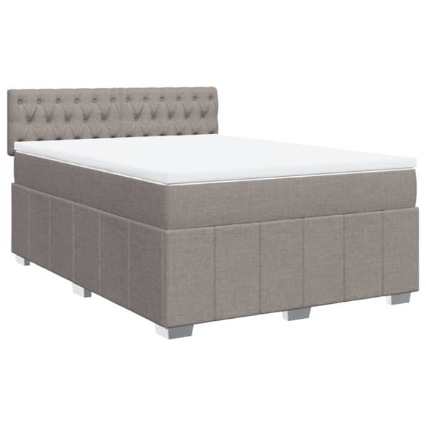 Ramsäng med madrass taupe 160x200 cm tyg