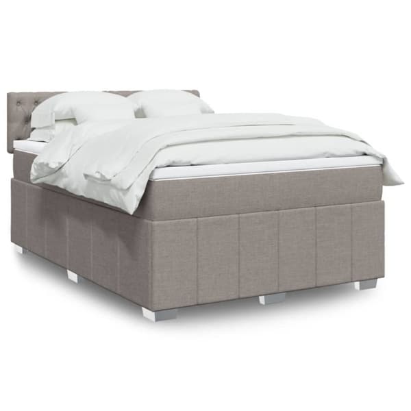 Ramsäng med madrass taupe 160x200 cm tyg