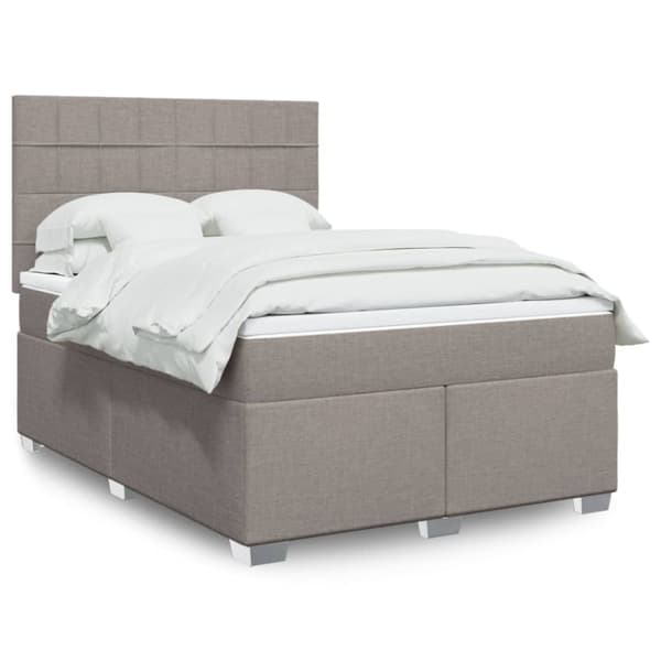 Ramsäng med madrass taupe 140x200 cm tyg