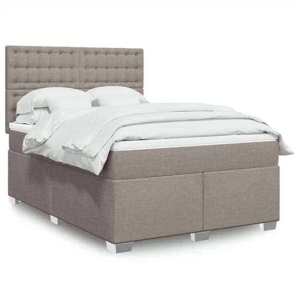 Ramsäng med madrass taupe 140x200 cm tyg