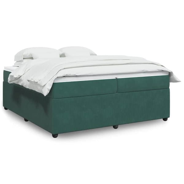 Ramsäng med madrass mörkgrön 200x200 cm sammet