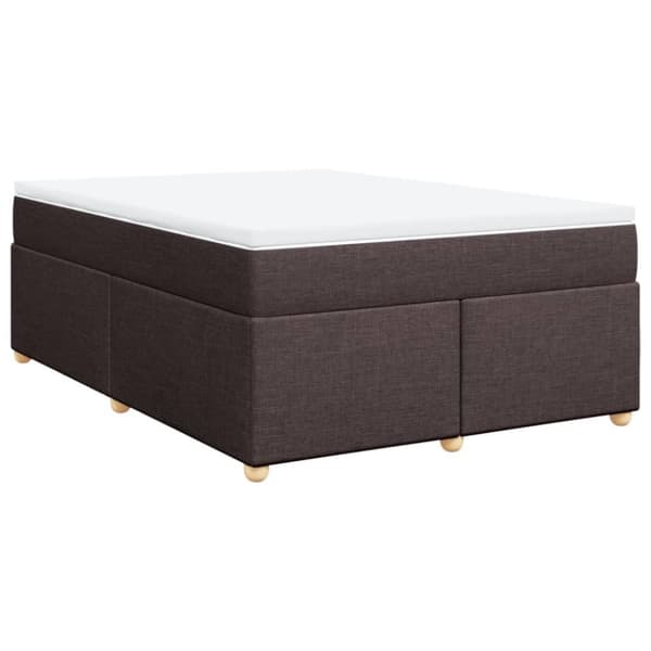 Ramsäng med madrass mörkbrun 140x190 cm tyg