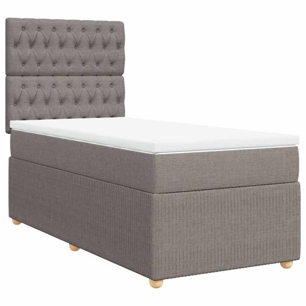 Ramsäng med madrass taupe 80x200 cm tyg