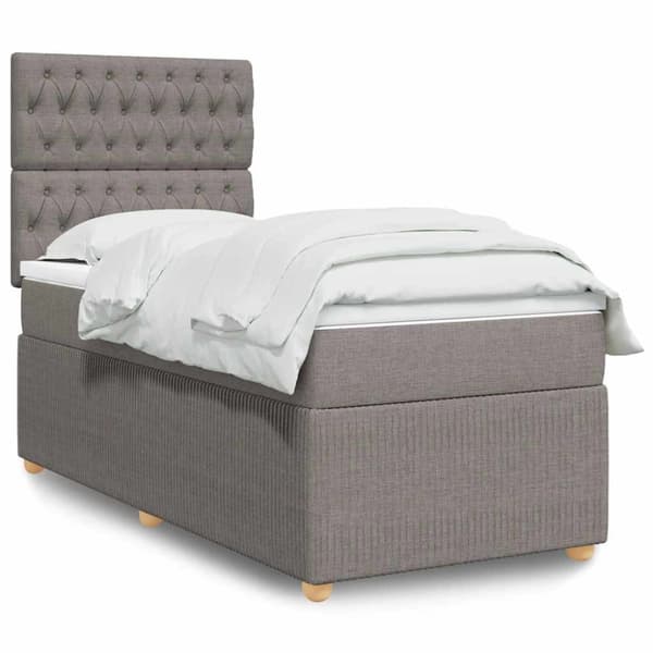 Ramsäng med madrass taupe 80x200 cm tyg