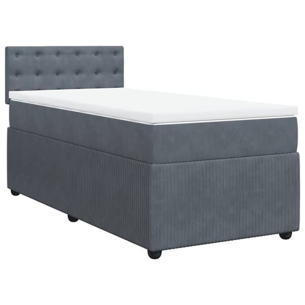 Ramsäng med madrass mörkgrå 80x200 cm sammet