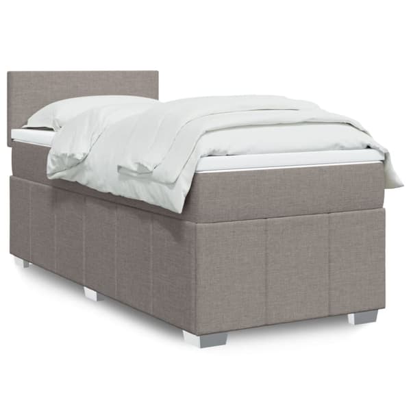 Ramsäng med madrass taupe 80x200 cm tyg