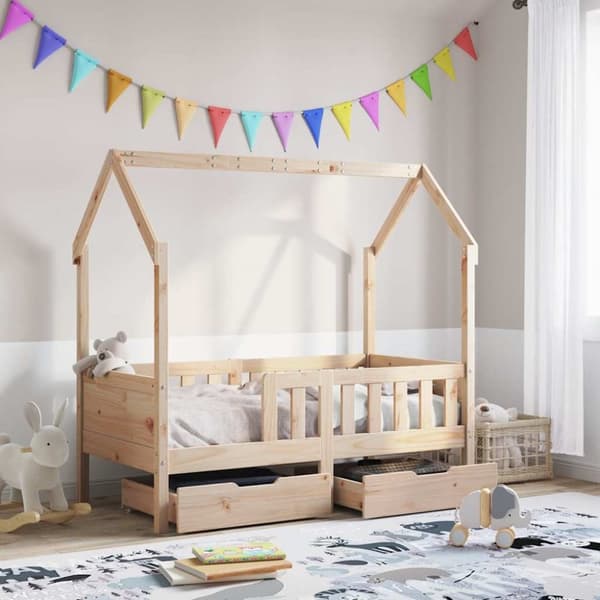 Sängram med lådor för barnsäng 80x160 cm massiv furu