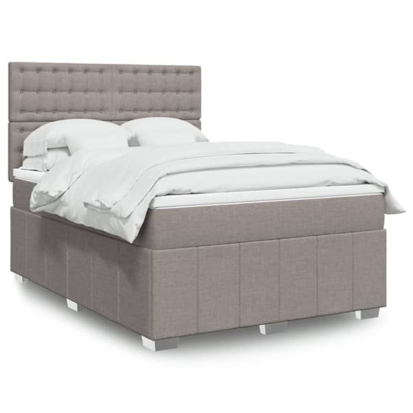 Ramsäng med madrass taupe 140x190 cm tyg