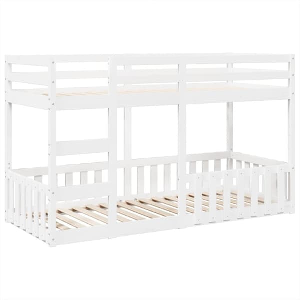 Våningssäng vit 90x200 cm massiv furu