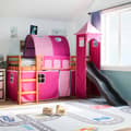 Miniatyrbild 1 av 2: Loftsäng med torn rosa 80x200 cm massiv furu