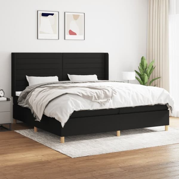 Ramsäng med madrass svart 200x200 cm tyg