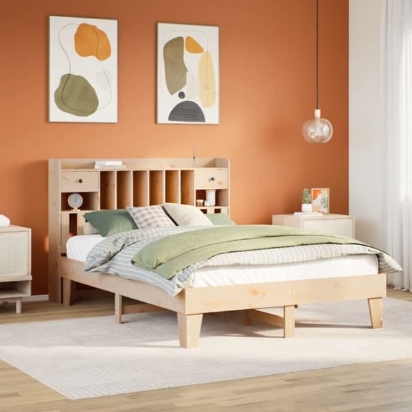 Sängram utan madrass 140x200 cm massiv furu