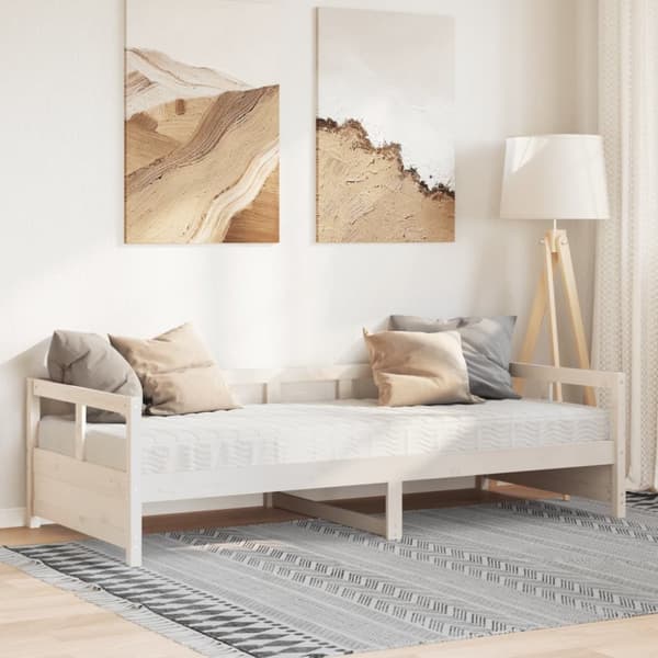 Dagbädd med madrass vit 90x190 cm massiv furu