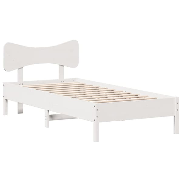 Sängram utan madrass vit 90x200 cm massiv furu