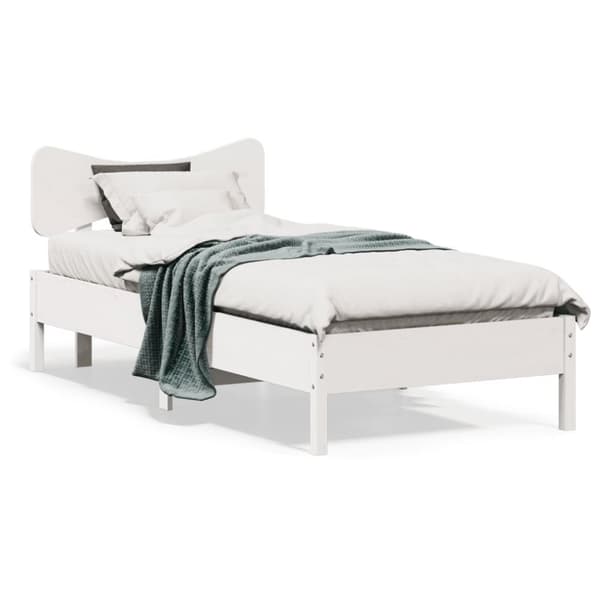 Sängram utan madrass vit 90x200 cm massiv furu