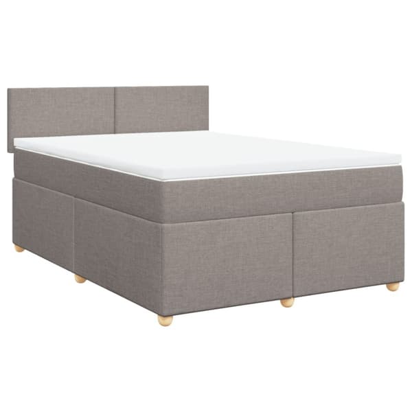 Ramsäng med madrass taupe 140x190 cm tyg