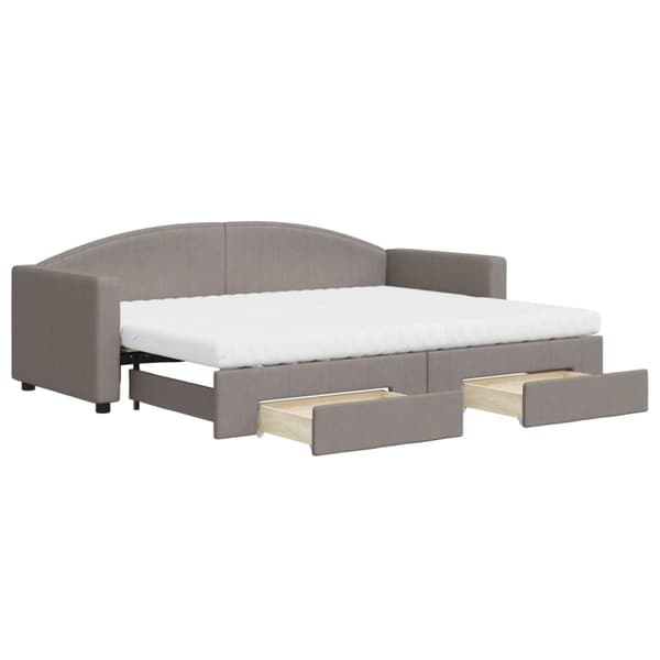 Dagbädd utdragbar med lådor taupe 80x200 cm tyg