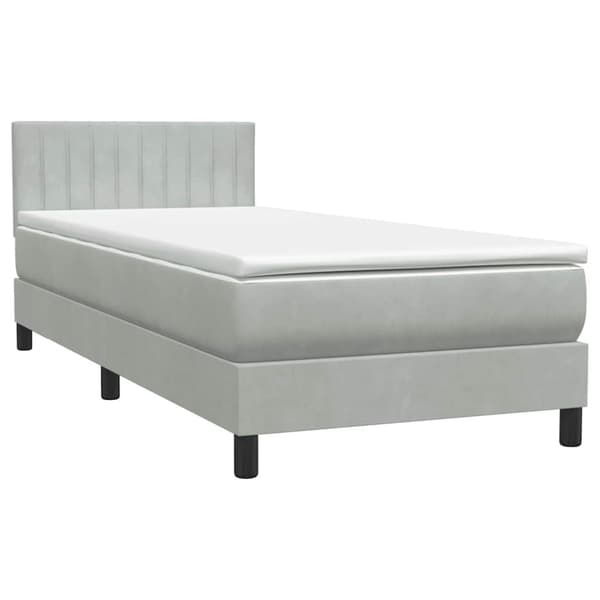 Ramsäng med madrass ljusgrå 80x210 cm sammet