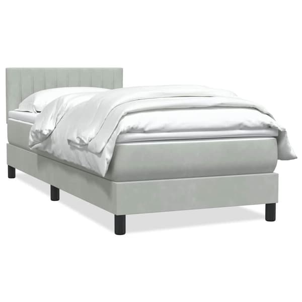 Ramsäng med madrass ljusgrå 80x210 cm sammet