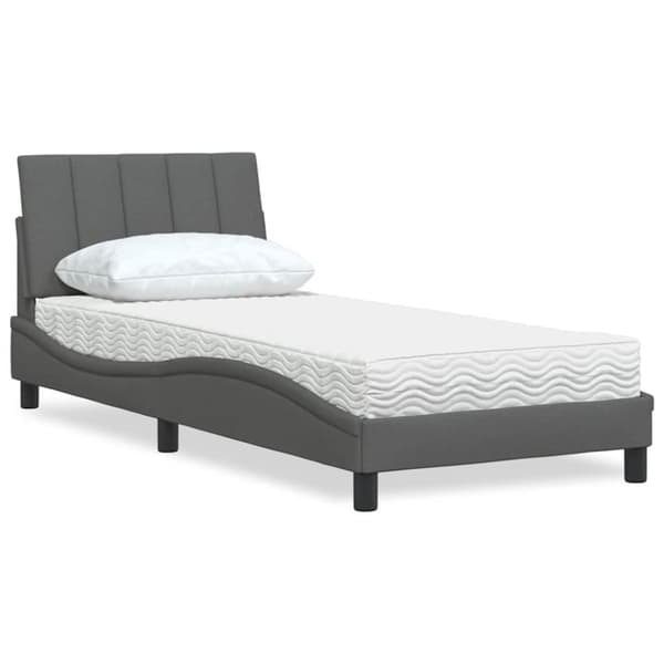 Säng med madrass mörkgrå 80x200 cm tyg