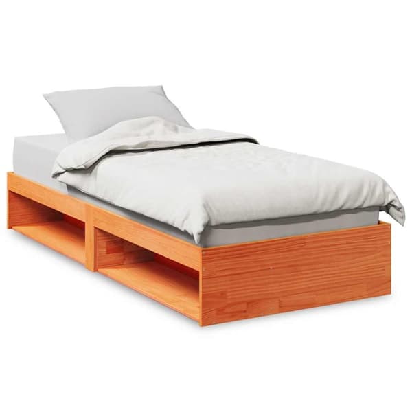Dagbädd utan madrass vaxad brun 90x190 cm massiv furu